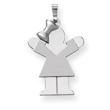 14k White Gold Medium Girl w/Bow on Left Engravable Charm hide-image