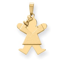 14k Gold Solid Engravable Girl with Bow on Left Charm hide-image