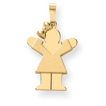 14k Gold Solid Engravable Girl with Bow on Left Charm hide-image