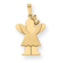 14k Gold Solid Engravable Girl with Bow on Right Charm hide-image