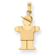 14k Gold Solid Engravable Boy with Hat on Right Charm hide-image