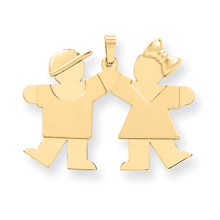 14k Gold Solid Engravable Boy on Left & Girl on Right Charm hide-image