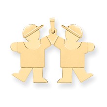 14k Gold Solid Engravable Double Boys Charm hide-image