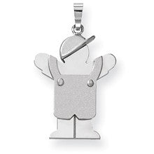 14k White Gold Medium Boy with Hat on Left Engravable Charm hide-image