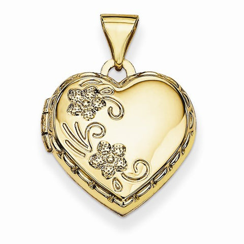 14k Gold Domed Heart Locket