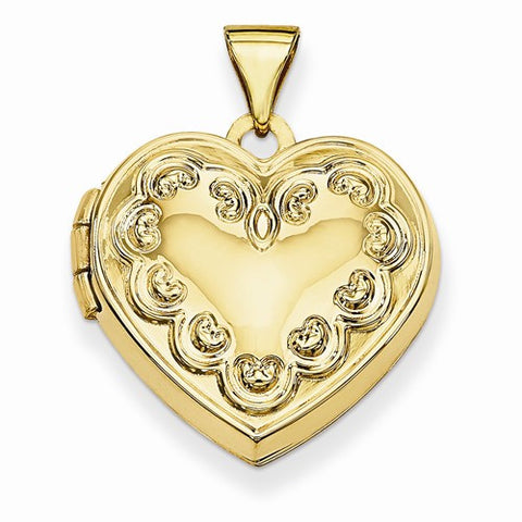 14k Gold Domed Heart Locket