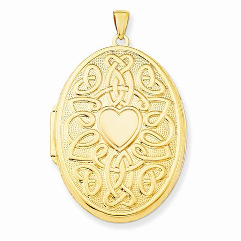 14k Gold Celtic Heart 38mm Oval Locket