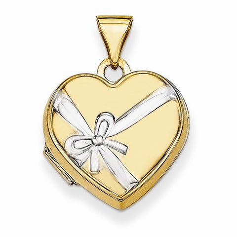 14k Gold 15mm Heart Rhodium Special Moments Locket