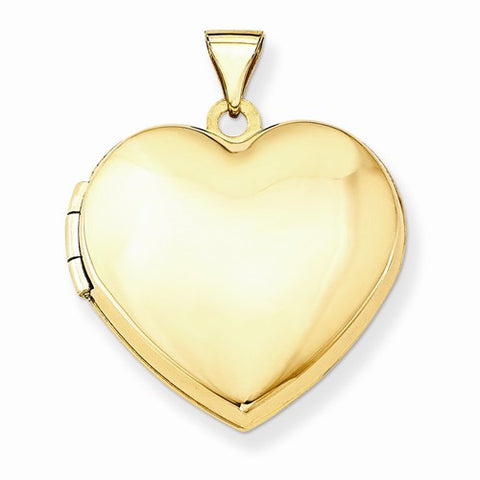 14k Gold 21mm Heart Domed Plain Locket