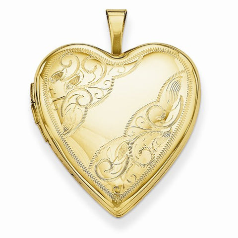 14k Gold 20mm Side Swirl Heart Locket