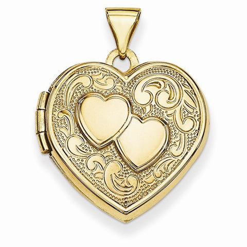 14k Gold Double Heart Locket