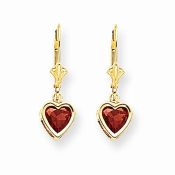 14k Yellow Gold 6mm Heart Created Ruby Earring, Jewelry Earrings