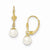 14k Yellow Gold 6mm Pearl Leverback Earrings