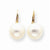 14k Yellow Gold 10mm-11mm Freshwater Cultured Pearl White button Earrings