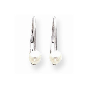 14k White Gold 4.5mm Pearl Leverback Earrings