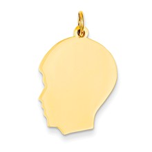 14k Gold Plain Medium .009 Gauge Facing Left Engravable Boy Head Charm hide-image