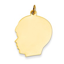 14k Gold Plain Large .018 Gauge Facing Left Engravable Boy Head Charm hide-image