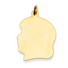 14k Gold Plain Large .027 Gauge Facing Left Engravable Girl Head Charm hide-image