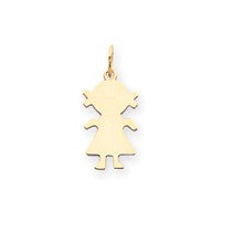 14k Gold Plain Small .018 Gauge Engravable Girl Charm hide-image