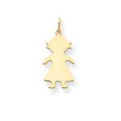 14k Gold Plain Medium .013 Gauge Engravable Girl Charm hide-image