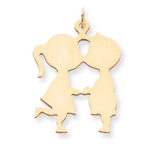 14k Gold Plain Medium .013 Gauge Engravable Boy & Girl Kissing Charm hide-image