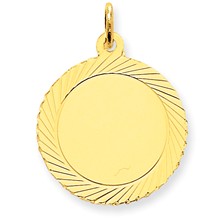 14k Gold Etched Design .027 Gauge Circular Engravable Disc Charm hide-image