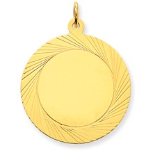 14k Gold Etched Design .018 Gauge Circular Engravable Disc Charm hide-image