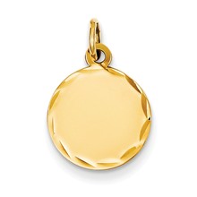 14k Gold Etched .018 Gauge Engravable Round Disc Charm hide-image