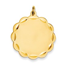 14k Gold .027 Gauge Engravable Scalloped Disc Charm hide-image