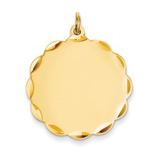 14k Gold .035 Gauge Engravable Scalloped Disc Charm hide-image