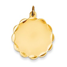 14k Gold .027 Gauge Engravable Scalloped Disc Charm hide-image