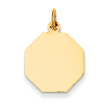 14k Gold Plain .018 Gauge Engravable Octagonal Disc Charm hide-image