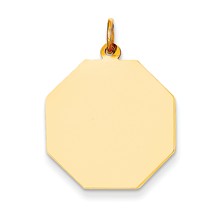 14k Gold Plain .018 Gauge Engravable Octagonal Disc Charm hide-image