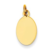 14k Gold Plain .027 Gauge Engravable Oval Disc Charm hide-image