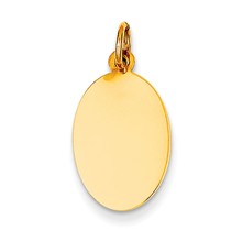 14k Gold Plain .035 Gauge Engravable Oval Disc Charm hide-image