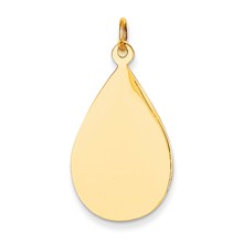 14k Gold Plain .009 Gauge Engravable Raindrop Disc Charm hide-image