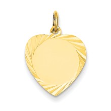 14k Gold Etched .027 Gauge Engravable Heart Disc Charm hide-image