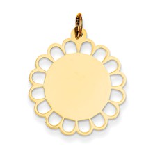 14k Gold Plain .011 Gauge Engravable Flower Disc Charm hide-image