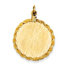 14k Gold Patterned .013 Gauge Circular Engravable Disc with Rope Charm hide-image