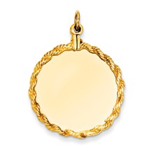 14k Gold Plain .013 Gauge Circular Engravable Disc with Rope Charm hide-image