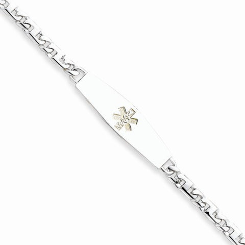 14K White Gold Non-Enameled Medical Id Bracelet