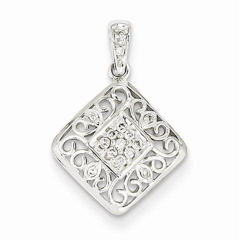 14k White Gold Diamond Pendant, Quality AA (G-H Color, SI1-SI2 Clarity, 0.07 cttw)