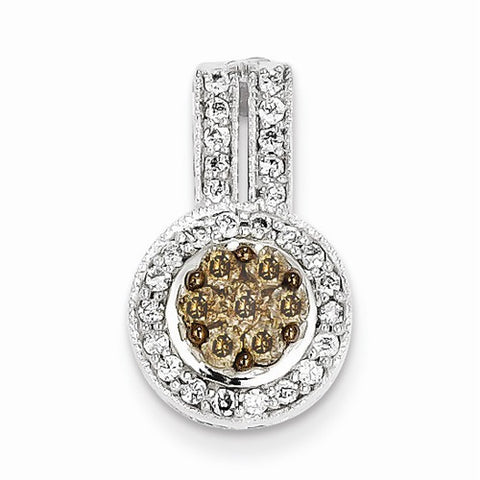 14k Gold & Rhodium Champagne & White Diamond Pendant, Quality AA (G-H Color, SI1-SI2 Clarity, 0.62 cttw)