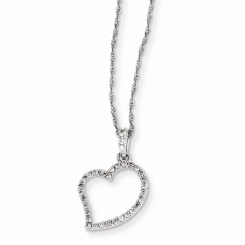 14K White Gold Diamond Heart Necklace