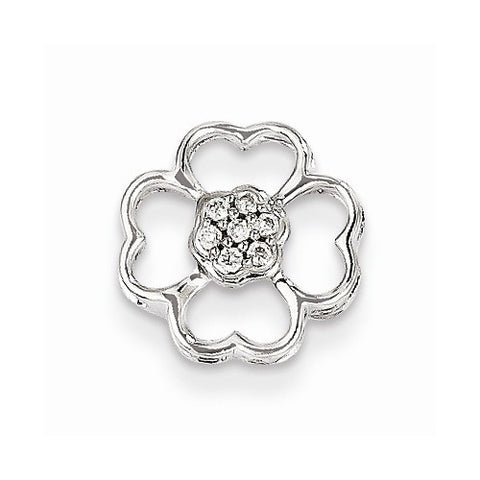 14k White Gold Diamond Flower Pendant Slide Pendant, Quality AA (G-H Color, SI1-SI2 Clarity)