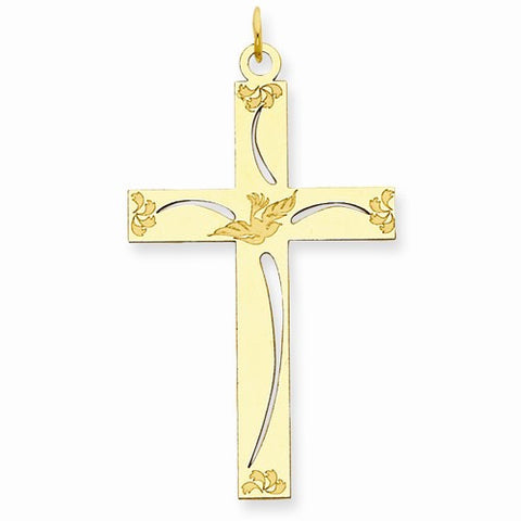 14k Gold Laser Designed Cross Pendant, Stylish Pendants for Necklace