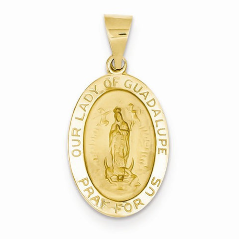 14k Gold Polished and Satin Our Lady of Guadalupe Medal pendant, Adorable Pendants for Necklace