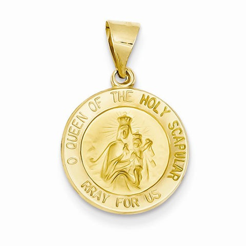 14k Gold Polished & Satin Queen of the Holy Scapular Reversible Medal Pendant, Pendants for Necklace