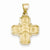 14k Gold Polished and Satin Four Way Medal Pendant, Pendants for Necklace