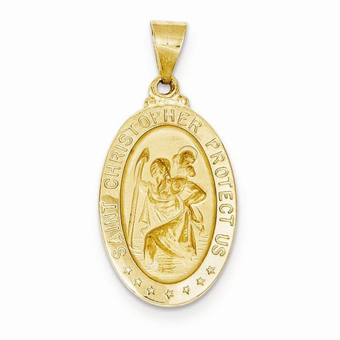 14k Gold Polished and Satin St. Christopher Medal pendant, Appealing Pendants for Necklace